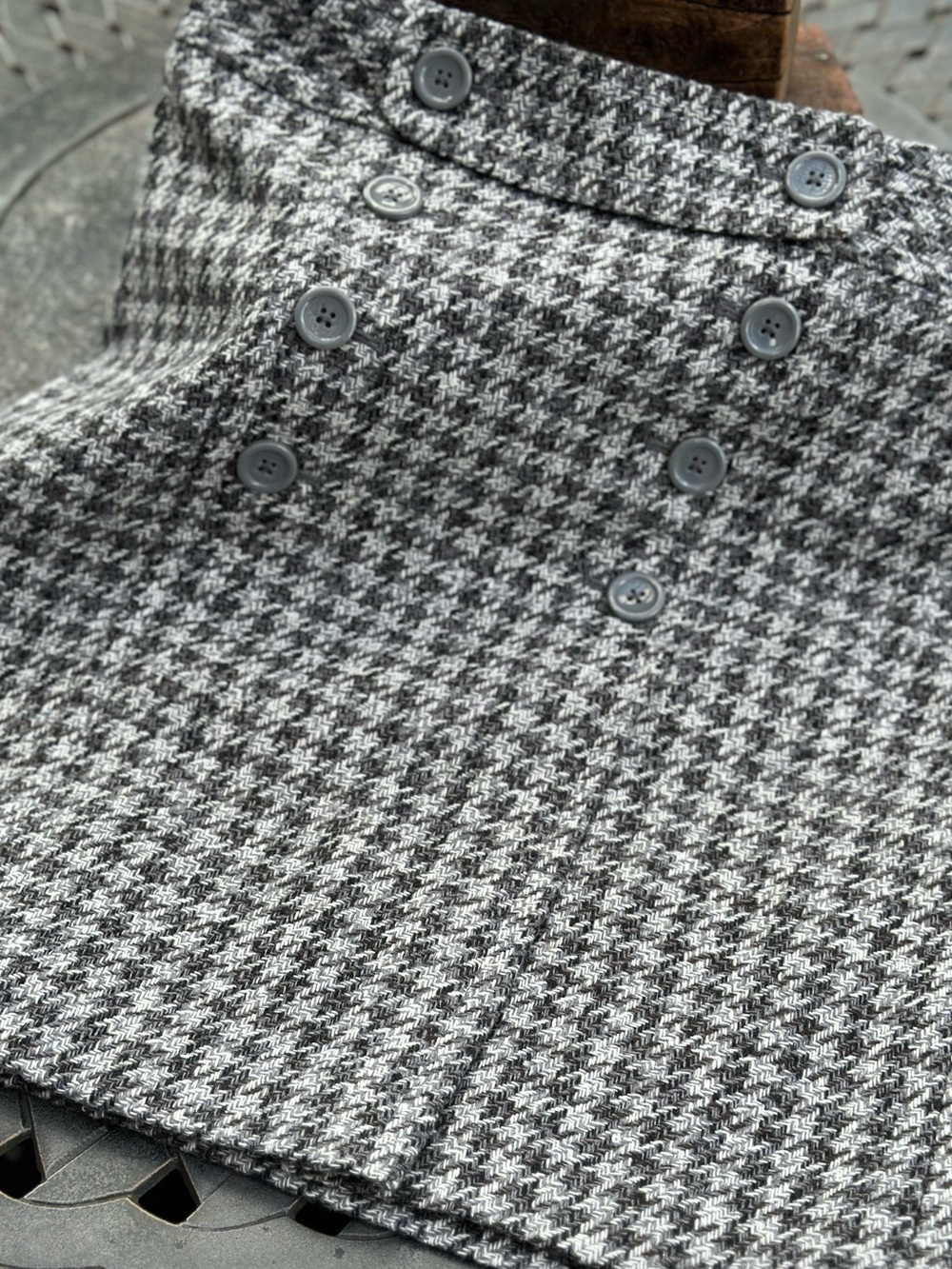 LOFT Plaid Wool Blend Button Front Mini Skirt Size 2